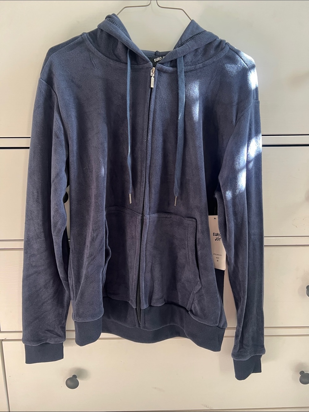 Women’s Navy Velvet Zip Hoodie